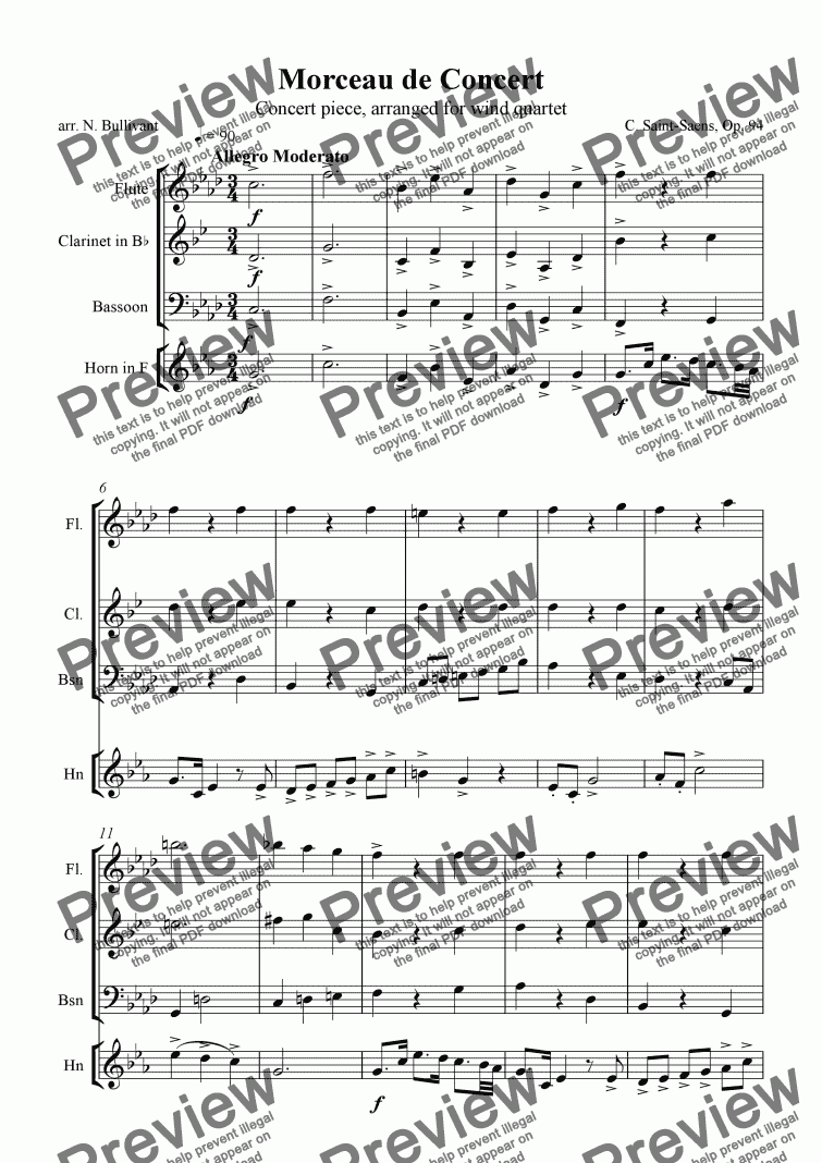 page one of Morceau de Concert