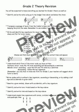 page one of Grade 2 Theory Revision Sheet