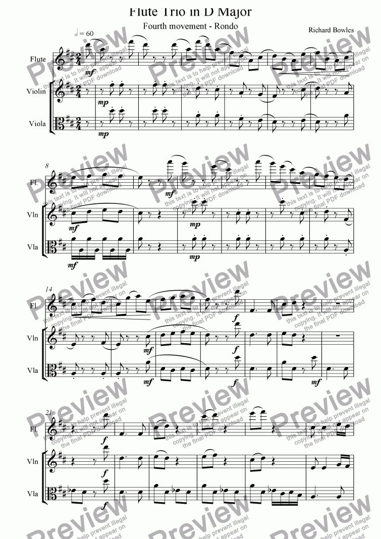 page one of Trio for Flute, Violin and Viola - Movement 4