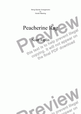 page one of JOPLIN, Scott. - Peacherine Rag - arr. for string quartet by Gerald Manning