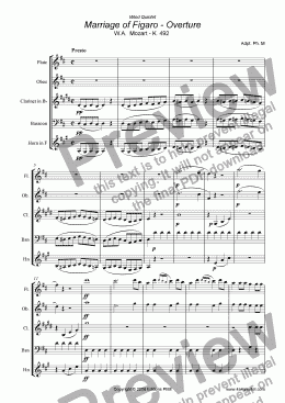 page one of Mozart - Figaro Overture - Wind Quintet