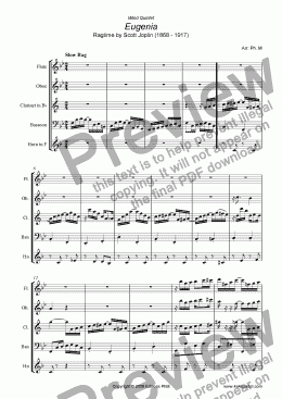 page one of Joplin - Eugenia Ragtime (Wind Quintet)
