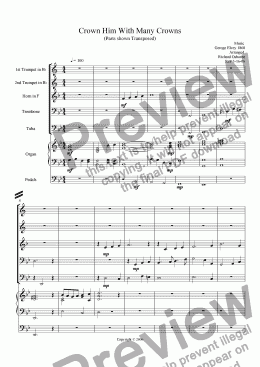 page one of Crown Him with many Crowns (Transposed for Brass Quintet)
