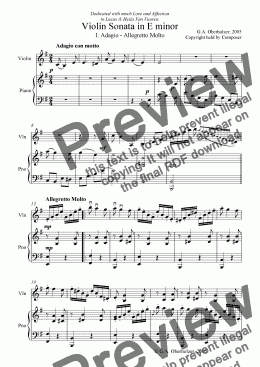 page one of Violin Sonata in E minor