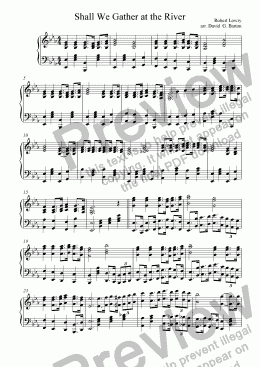 page one of "Shall We Gather at the River" in Gospel Style Piano