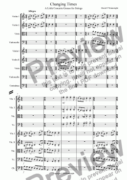 page one of Changing Times for String Quartet & String Orchestra