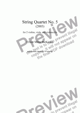 page one of String Quartet No. 5