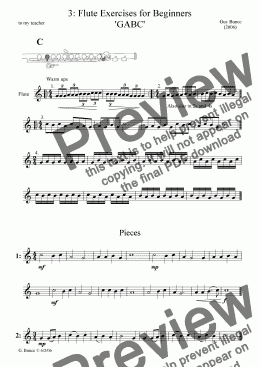 page one of 3: Flute Exercises for Beginners (GABC)