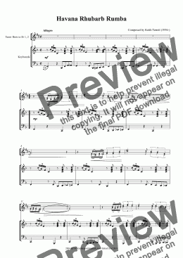page one of Havana Rhubarb Rumba for two Eb Tenor/Alto Horns & Piano