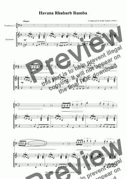 page one of Havana Rhubarb Rumba for two C Trombones/Euphoniums, Baritones & Piano