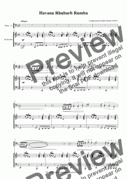 page one of Havana Rhubarb Rumba for Two C Tubas & Piano