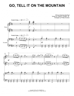page one of Go, Tell It On The Mountain (arr. Phillip Keveren) (Piano Duet)