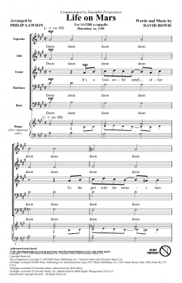 page one of Life On Mars (arr. Philip Lawson) (SATB Choir)