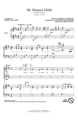page one of Ah, Dearest Child (arr. Joshua Metzger) (SATB Choir)