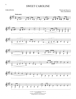 page one of Sweet Caroline (Vibraphone Solo)