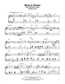 page one of Blue In Green (Piano Solo)