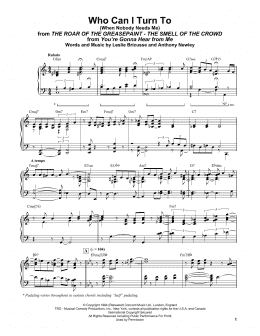 page one of Who Can I Turn To (When Nobody Needs Me) (Piano Solo)