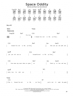 page one of Space Oddity (Guitar Lead Sheet)