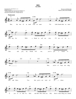 page one of Ben (Easy Lead Sheet / Fake Book)