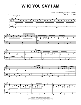 page one of Who You Say I Am (Piano Solo)