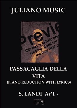 page one of PASSACAGLIA DELLA VITA (EXTRACT - PIANO REDUCTION WITH LYRICS) - S. LANDI