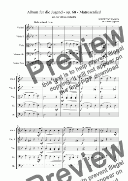 page one of Album für die Jugend - op. 68 - Matrosenlied - arr. for string orchestra