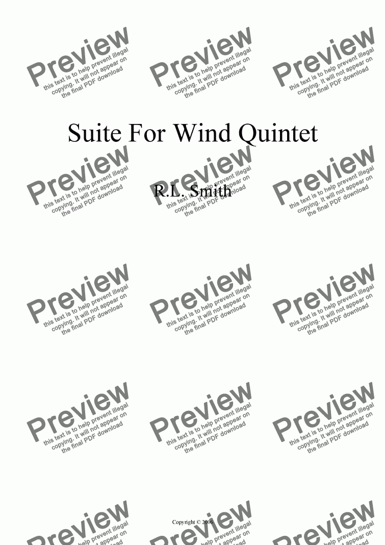 page one of Suite for Wind Quintet