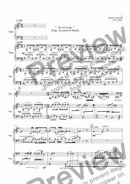 page one of ELEGY for piano (4 hands)