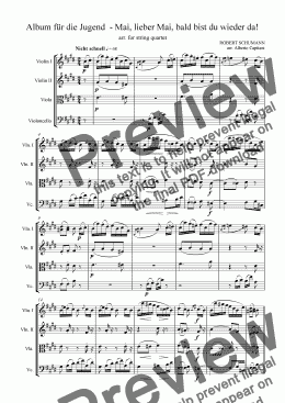 page one of Album für die Jugend - op. 68 - Mai, lieber Mai, baldu bist du wieder da! - arr. for string quartet