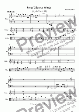 page one of Song Without Words  [ Cycle Two # 37 ] [ Harp, Guitar, and Viola]