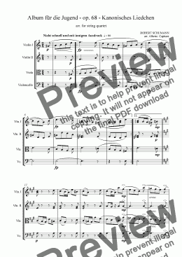 page one of Album für die Jugend - op. 68 - Kanonisches Liedchen - arr. for string quartet