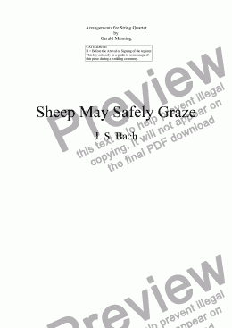page one of BACH, J.S. - Sheep May Safely Graze - arr. for String Quartet by Gerald Manning