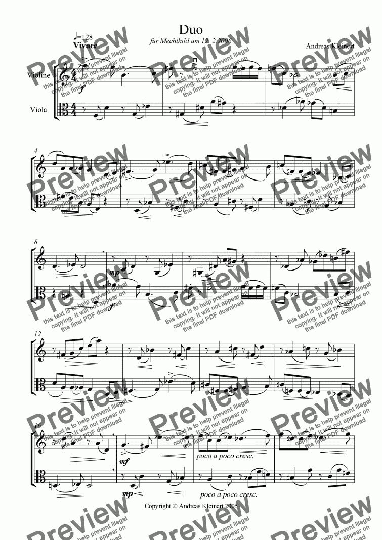 page one of Vivace for Violin and Viola
