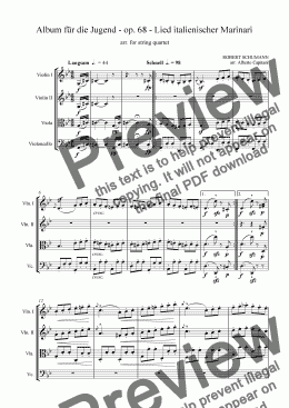 page one of Album für die Jugend - op. 68 - Lied italienischer Marinari - arr. for string quartet