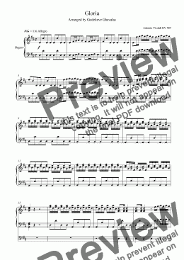 page one of Vivaldi Gloria arranged for organ
