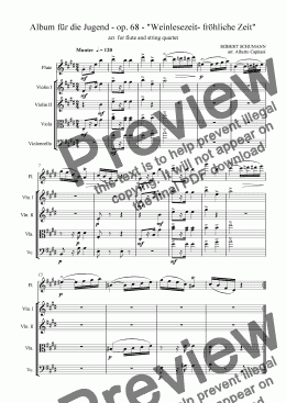page one of Album für die Jugend - op. 68 - Weinlesezeit- fröhliche Zeit - arr. for flute and string quartet