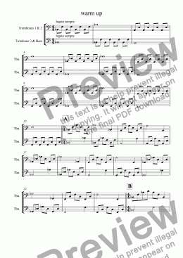 page one of Trombone Quartet Warm-Up Exercise