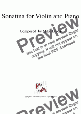 page one of Violin Solo with Piano - Sonatina for Violin & Piano