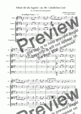 page one of Album für die Jugend - op. 68 - Ländliches Lied - arr. for flute and string quartet