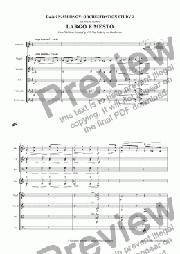 page one of ORCHESTRATION STUDY op145a/3: Beethoven, Largo e mesto op10/3-2