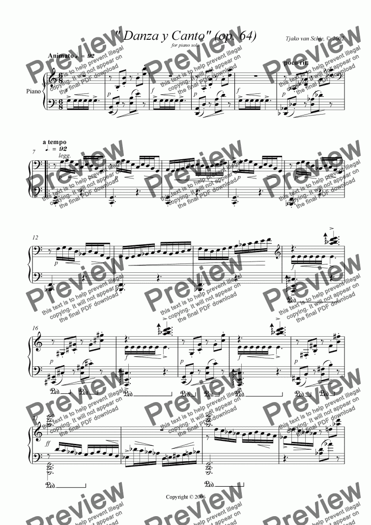 page one of Danza y Canto (Dance & Song) - piano solo