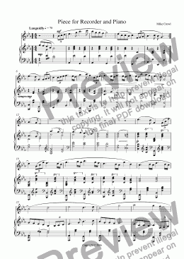 page one of Piece for Recorder and Piano