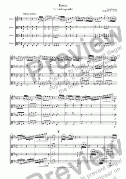 page one of Paganini - RONDO - for viola quartet