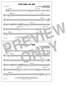 page one of Live and Let Die - Eb Baritone Sax (Marching Band)