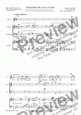 page one of Remember the Love of Jesus ( voice + piano + 2 strings )