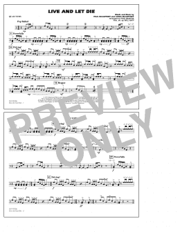page one of Live and Let Die - Quad Toms (Marching Band)