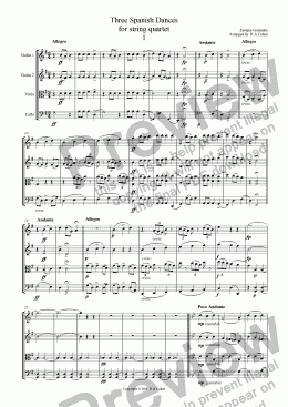 page one of Granados - THREE SPANISH DANCES - for string quartet