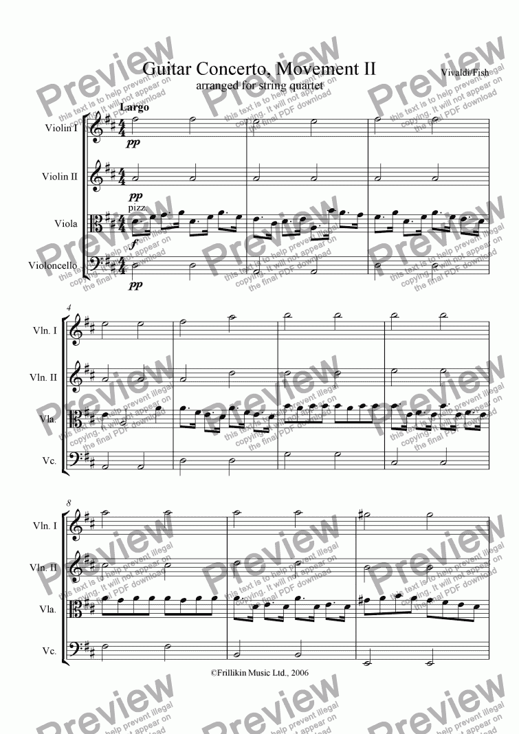page one of Guitar Concerto, Movement II