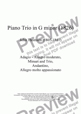 page one of Piano Trio in G minor (1826)