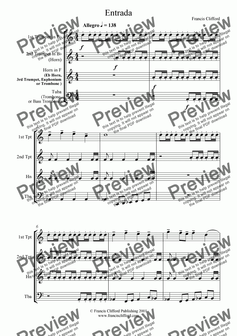 page one of Entrada (Brass Quartet)